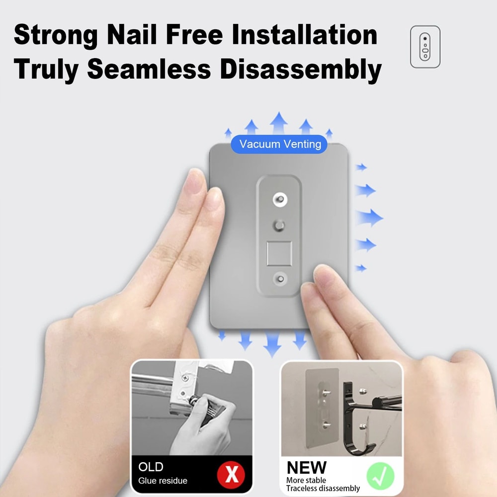 No Drill Aluminum Double Bar Towel Rack 1