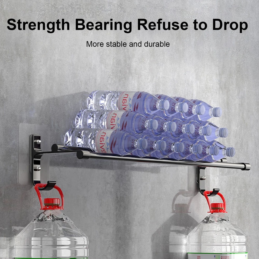 No Drill Aluminum Double Bar Towel Rack 4