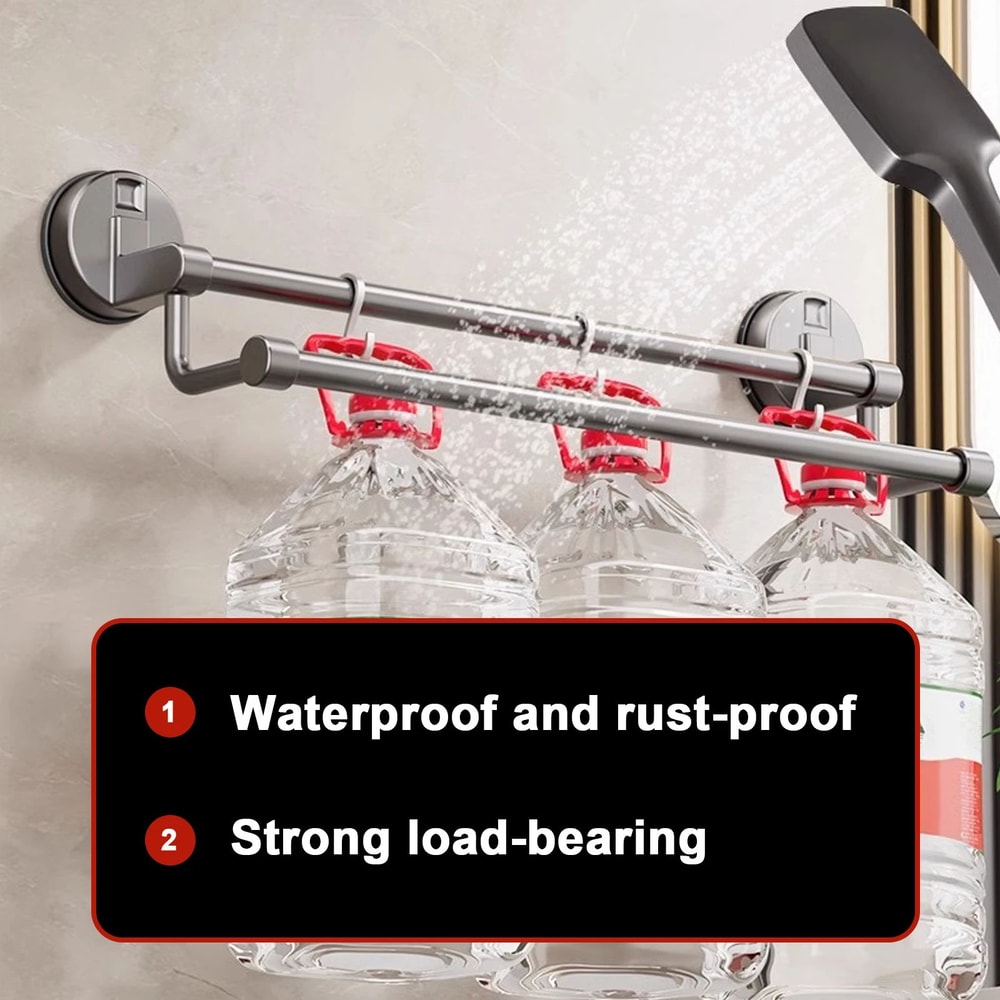 Suction Cup Double Bar Bathroom Towel Rack 3