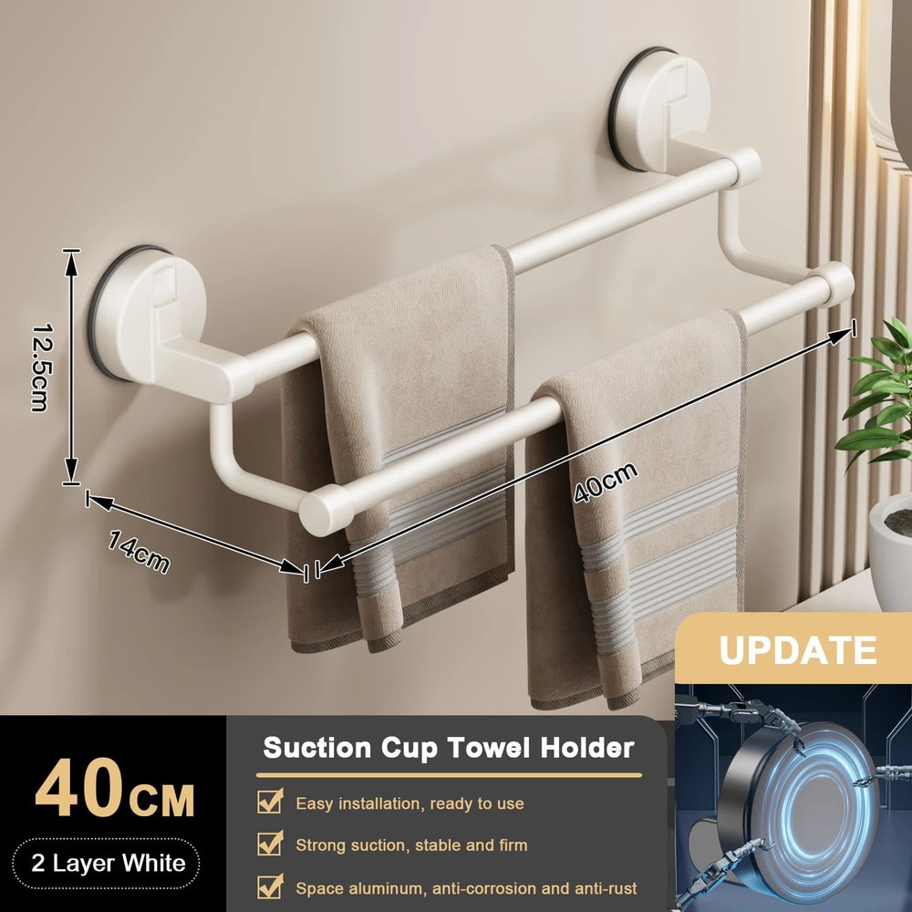 Suction Cup Double Bar Bathroom Towel Rack 18