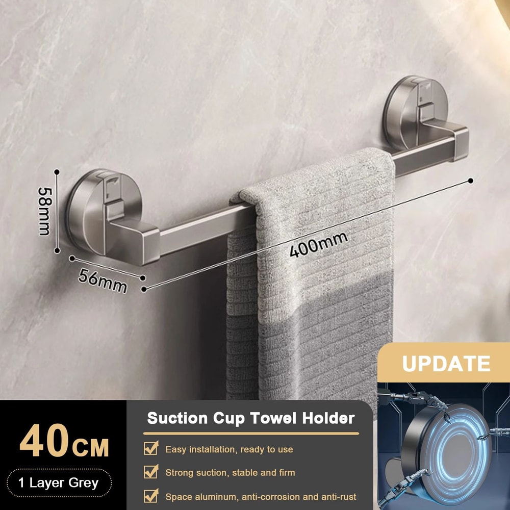 Suction Cup Double Bar Bathroom Towel Rack 12