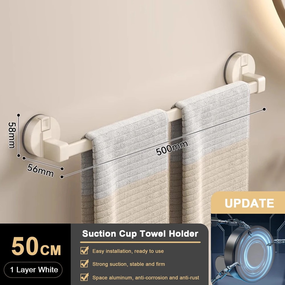 Suction Cup Double Bar Bathroom Towel Rack 19