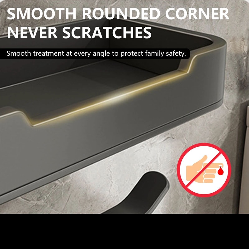 Aluminum Wall Mounted Toilet Paper Holder Shelf 4