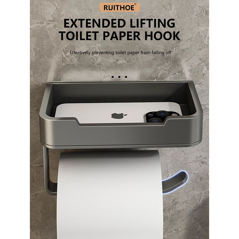 Aluminum Wall Mounted Toilet Paper Holder Shelf 7