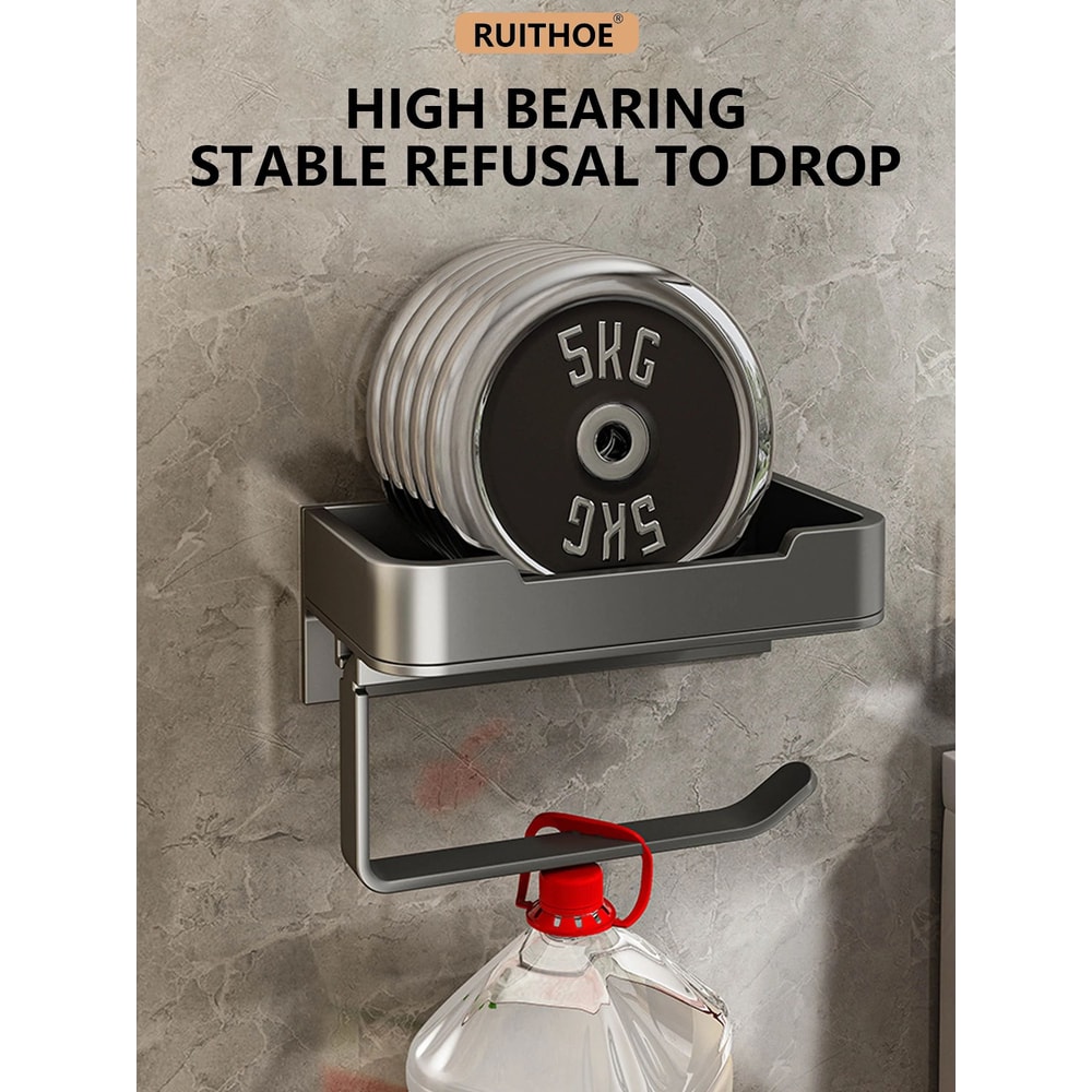 Aluminum Wall Mounted Toilet Paper Holder Shelf 8