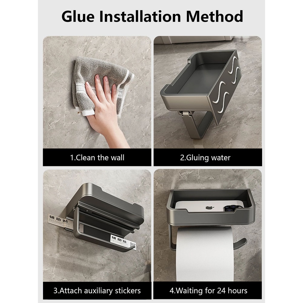 Aluminum Wall Mounted Toilet Paper Holder Shelf 10