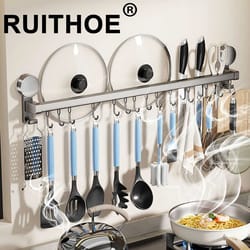 wall mounted kitchen hook storage rack