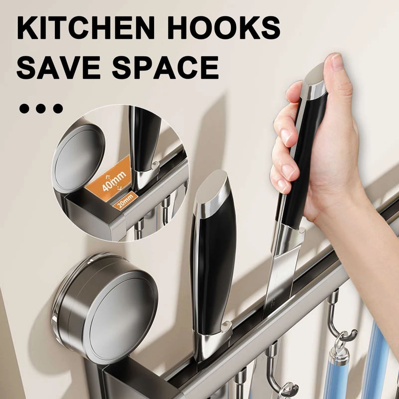 Wall Mounted Kitchen Hook Storage Rack 1