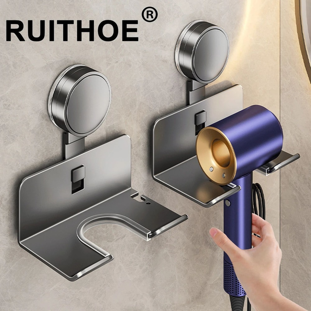Wall Mounted Hair Dryer Holder Organizer 0