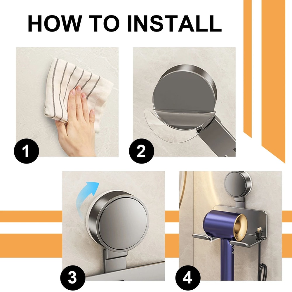 Wall Mounted Hair Dryer Holder Organizer 4