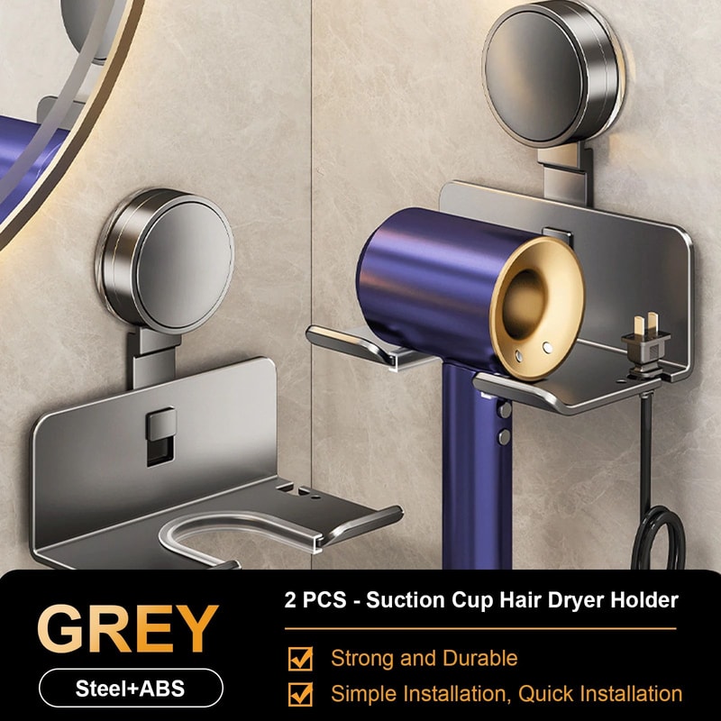 Wall Mounted Hair Dryer Holder Organizer 12