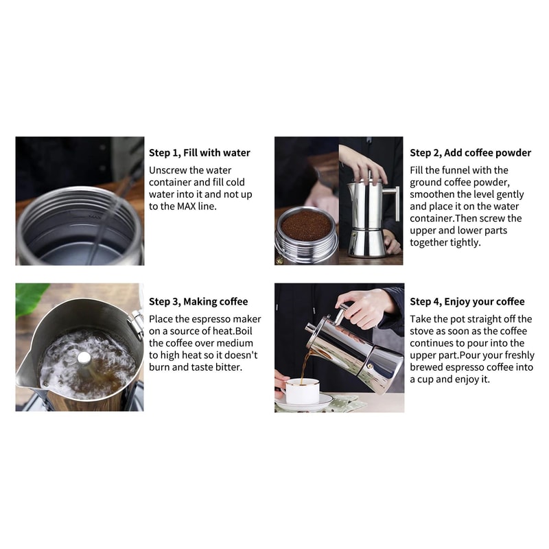 Stainless Steel Stovetop Espresso Moka Pot 9