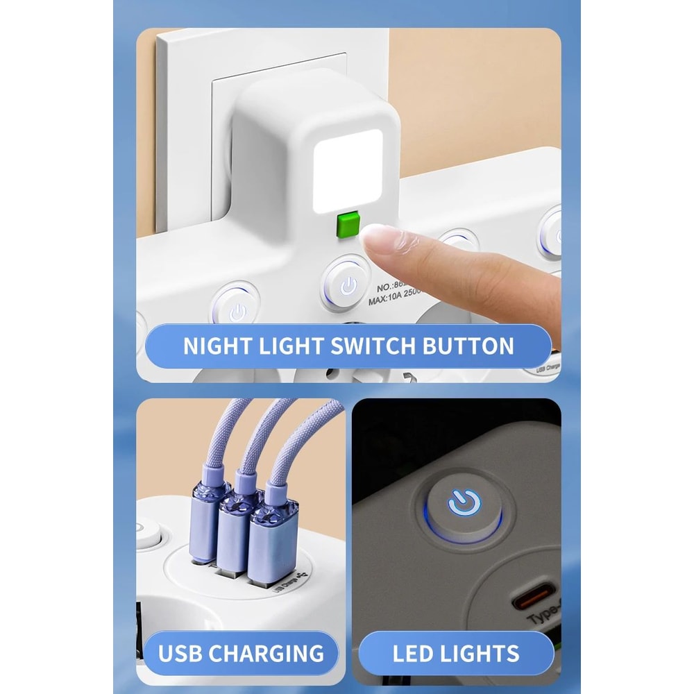 EU 4Socket Wall Power Outlet 9