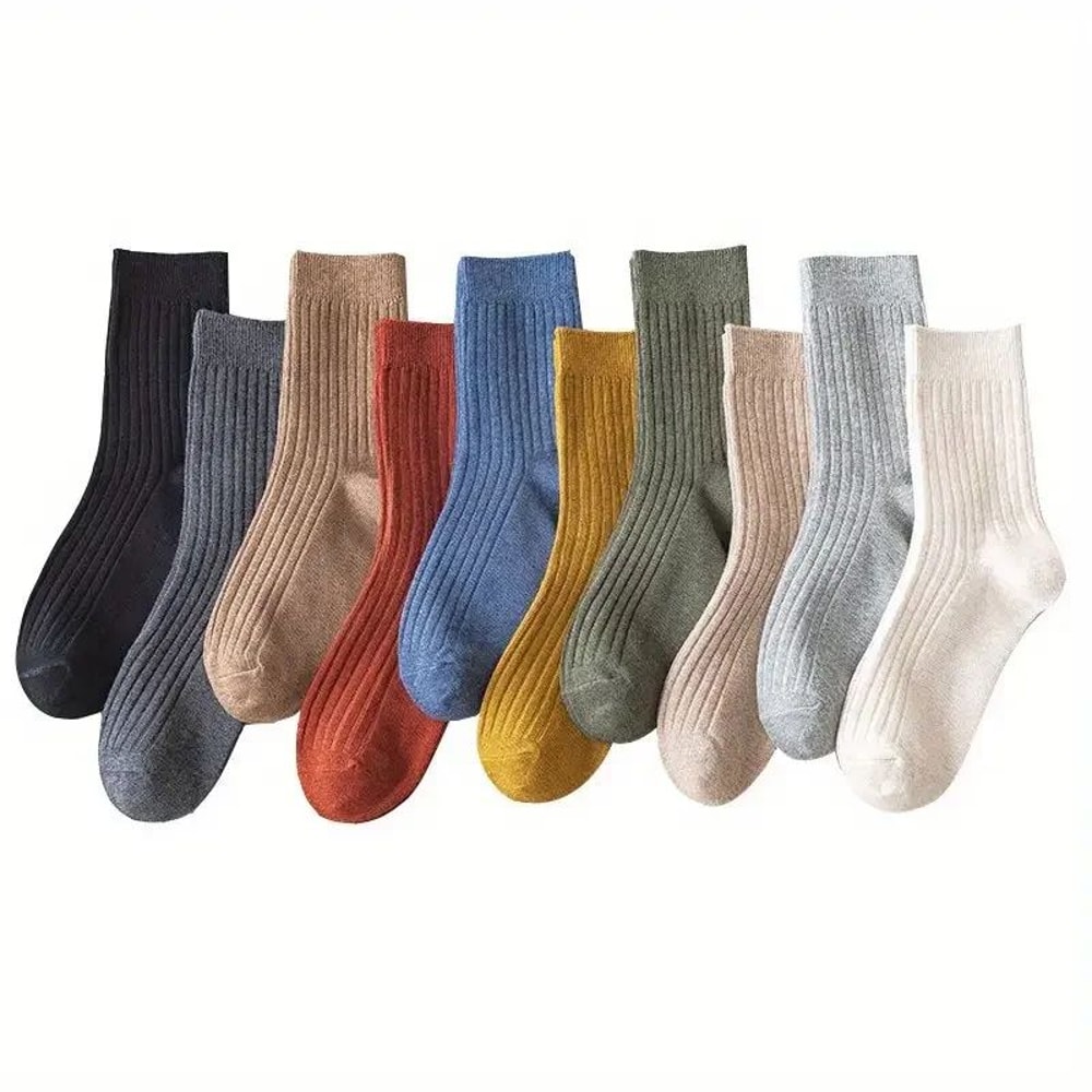 Mixed Color Striped Comfort Crew Socks 10