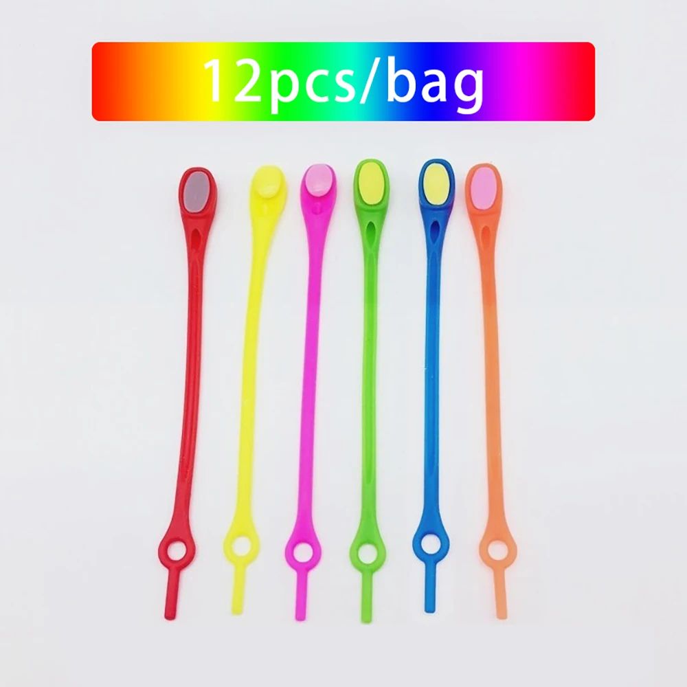 12 PCS NoTie Stretch Silicone Shoelaces 26