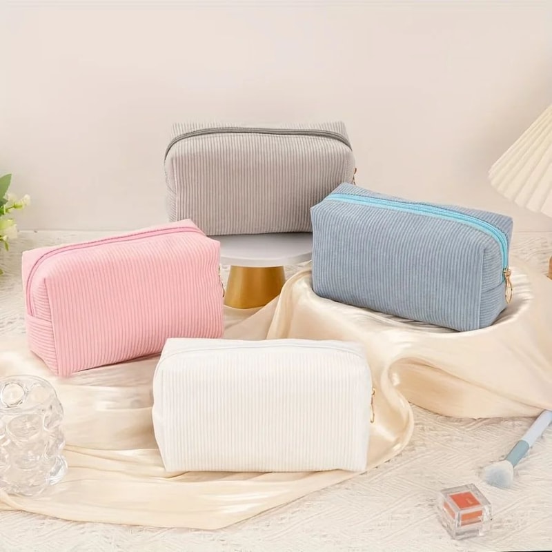 Corduroy Makeup Storage Bag Organizer 1