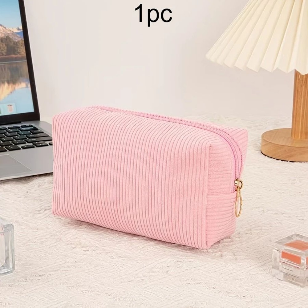 Corduroy Makeup Storage Bag Organizer 5