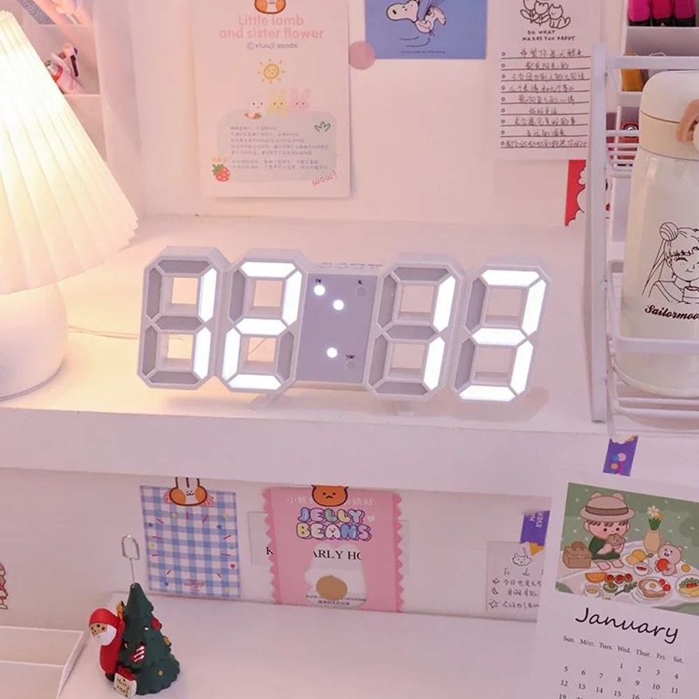 3D LED Digital Wall Clock Alarm Clock 6