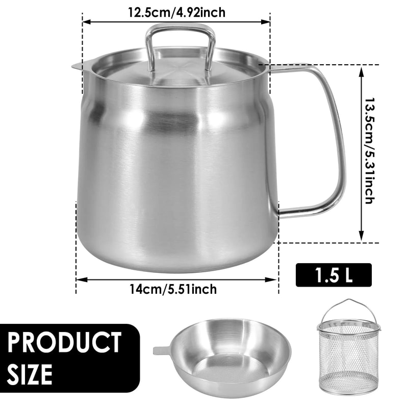 Stainless Steel Oil Strainer Pot 16