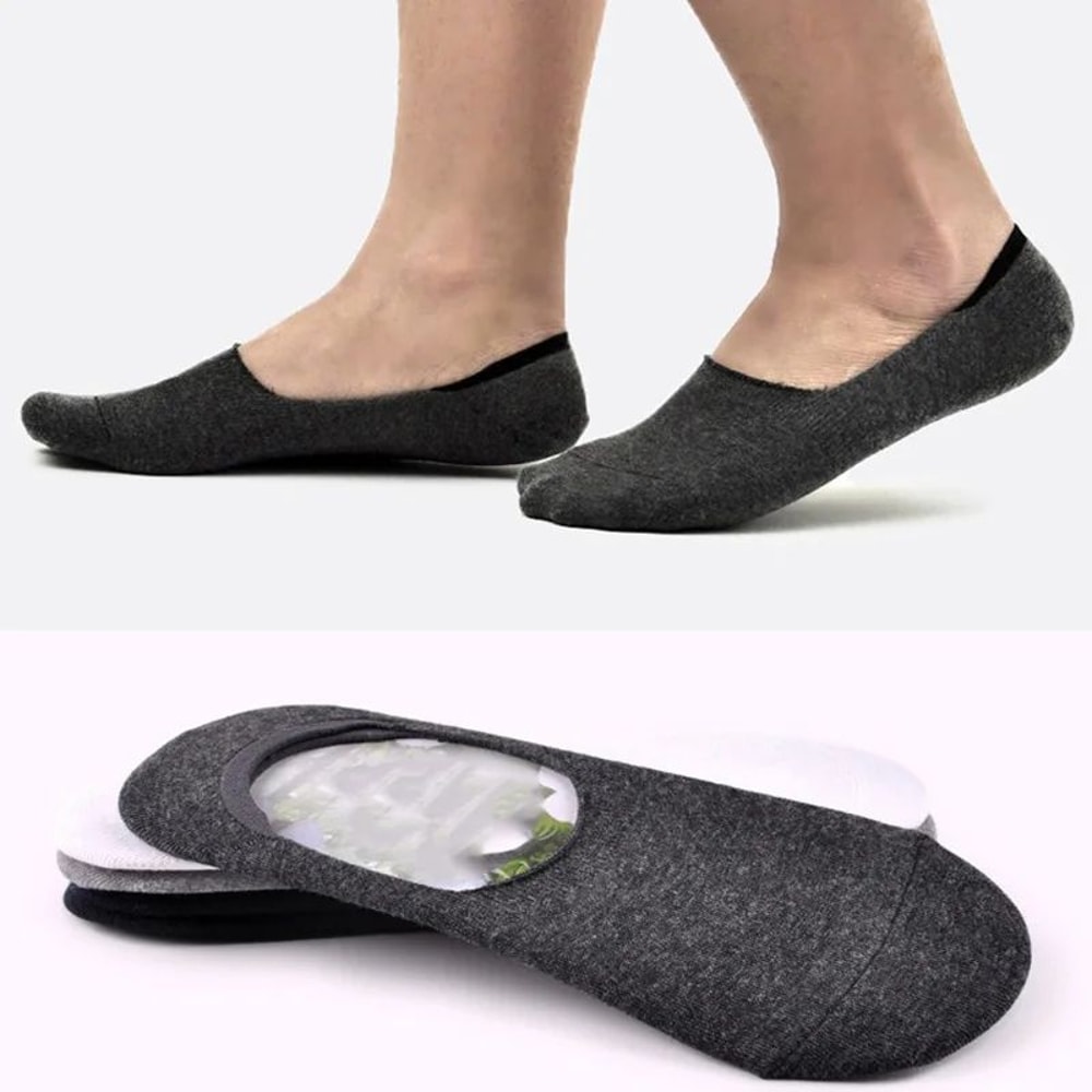 Men Bamboo No Show Non Slip Socks 5