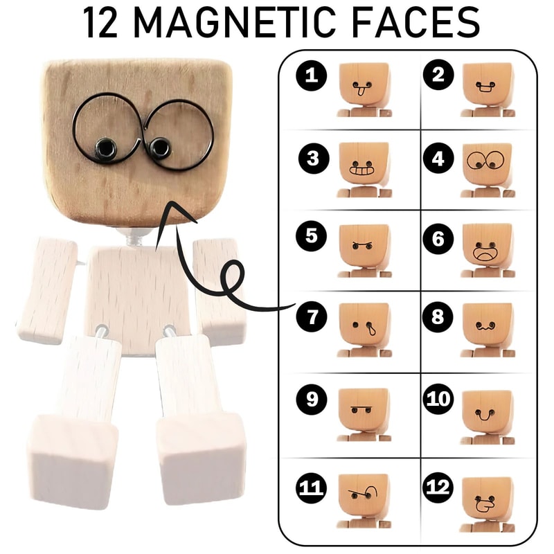 Magnetic Face Wooden Wiggle Doll 3