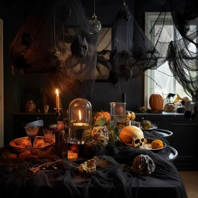 Halloween Black Gauze Horror Decor 1