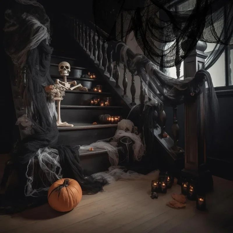 Halloween Black Gauze Horror Decor 3