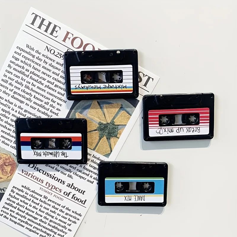 Retro Cassette Tape Fridge Magnets Set 4