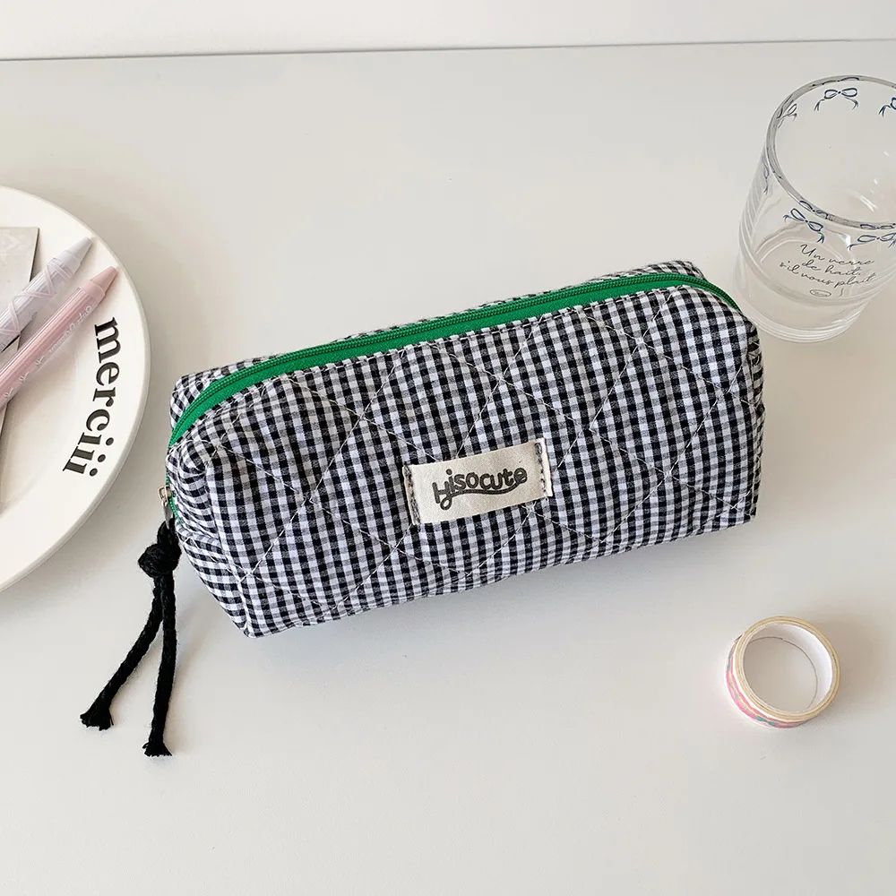 Color Block Checkered Cosmetic Storage Bag 3