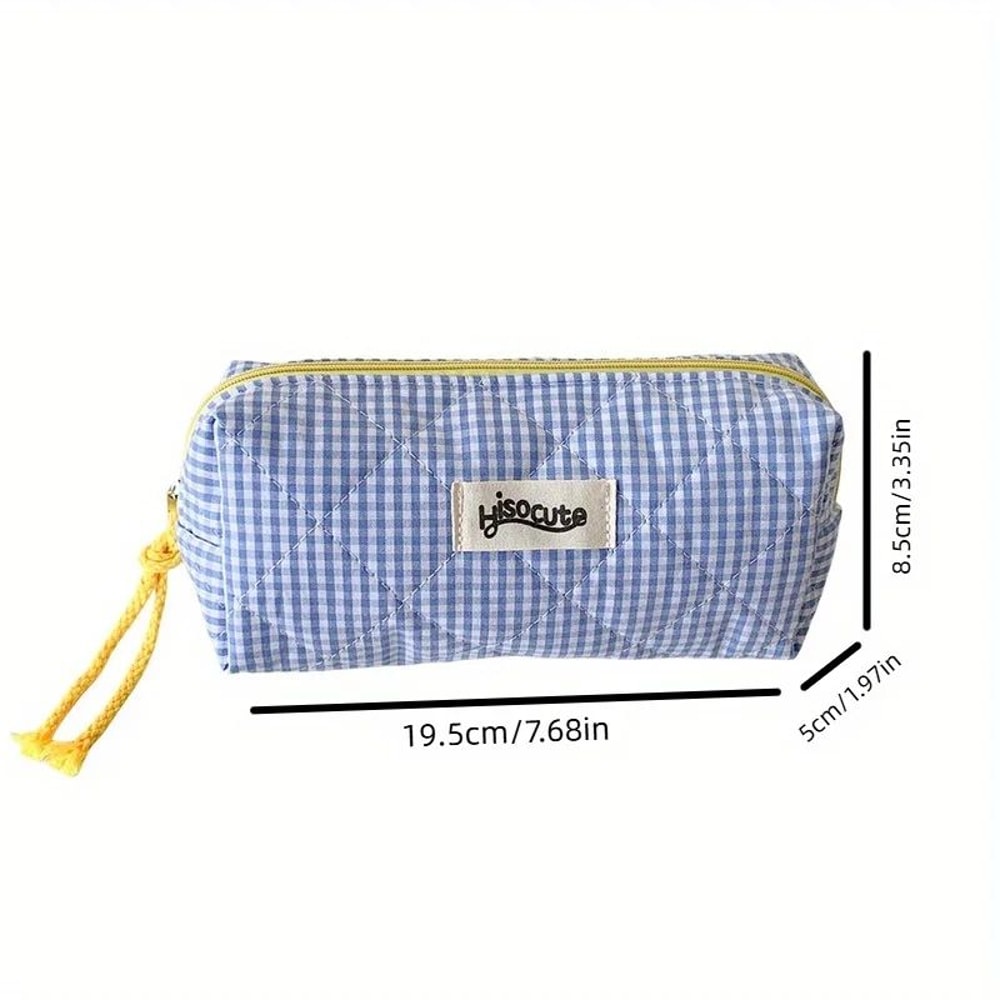 Color Block Checkered Cosmetic Storage Bag 5