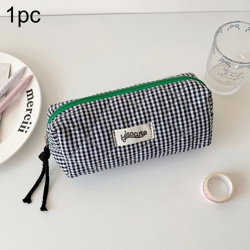 Color Block Checkered Cosmetic Storage Bag 9