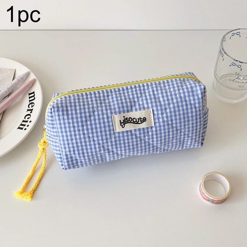 Color Block Checkered Cosmetic Storage Bag 10