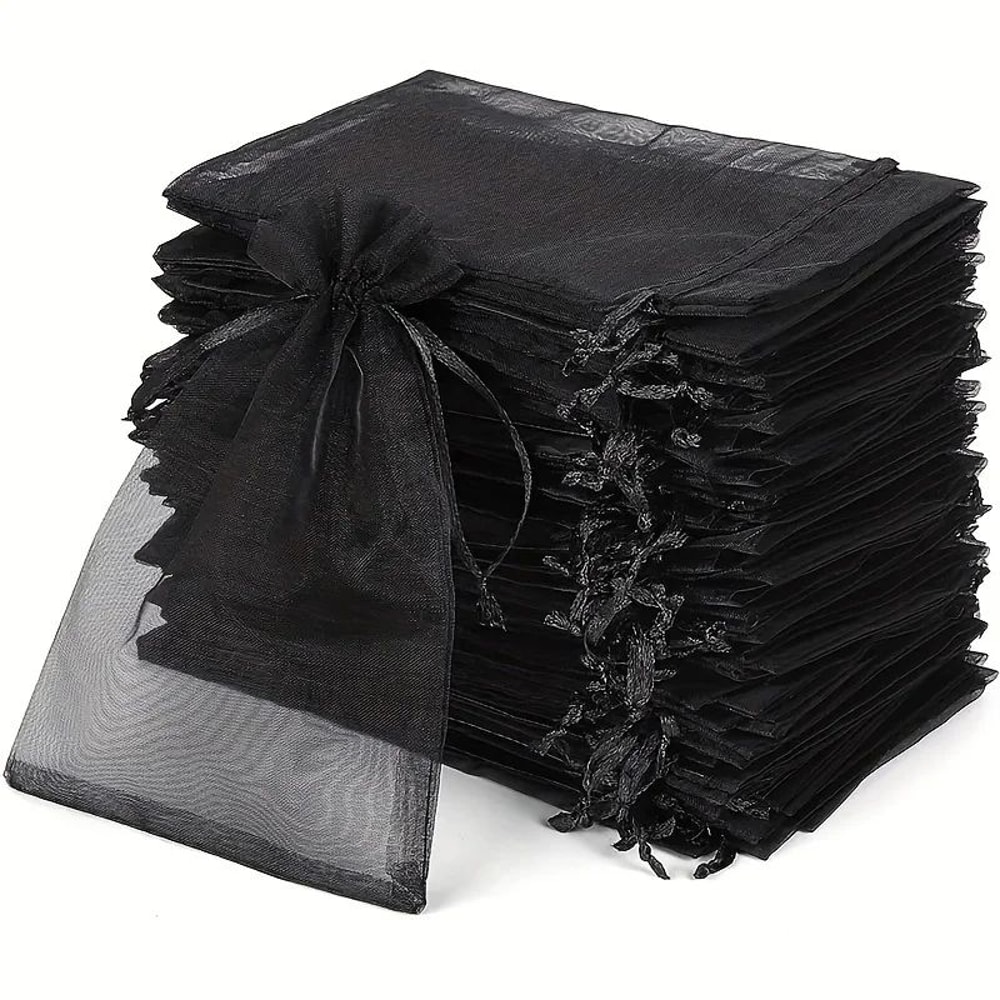 Black Organza Drawstring Gift Bags 0