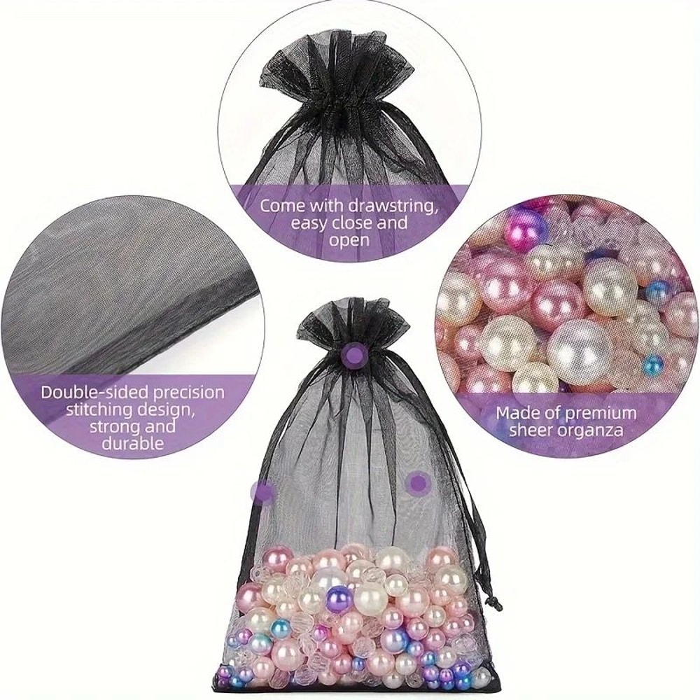 Black Organza Drawstring Gift Bags 1