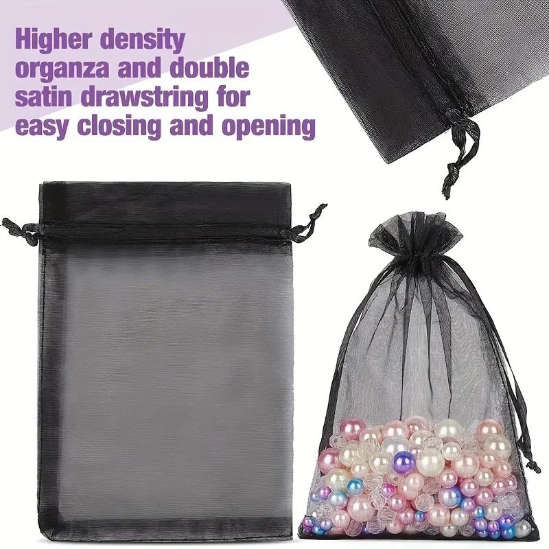 Black Organza Drawstring Gift Bags 2