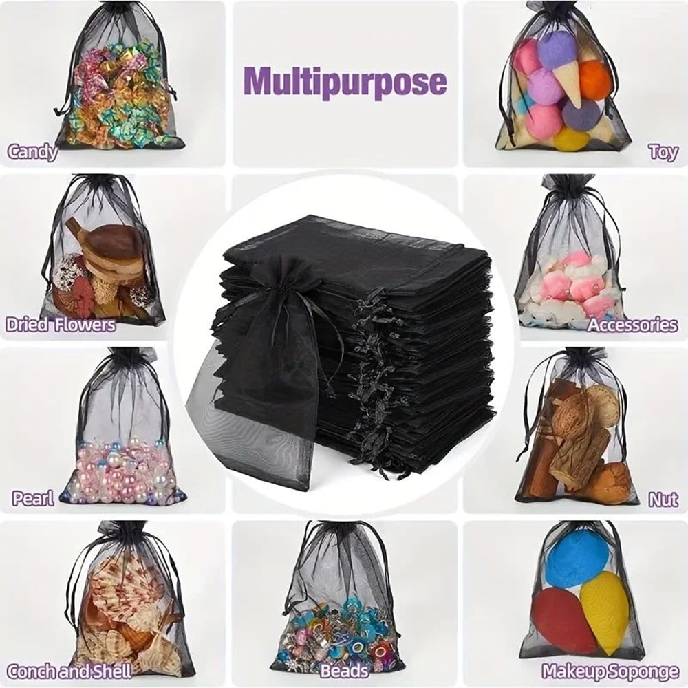 Black Organza Drawstring Gift Bags 4