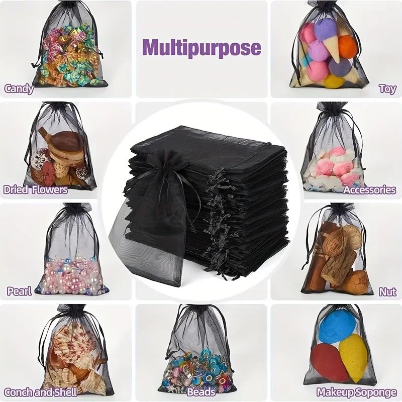 Black Organza Drawstring Gift Bags 4