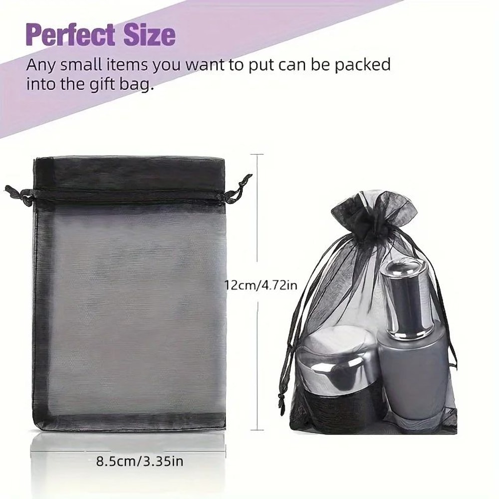 Black Organza Drawstring Gift Bags 5