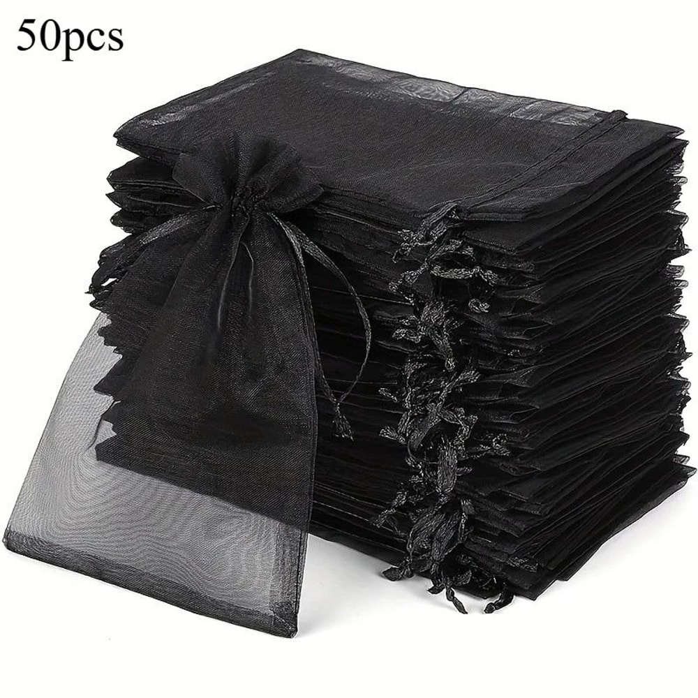 Black Organza Drawstring Gift Bags 6