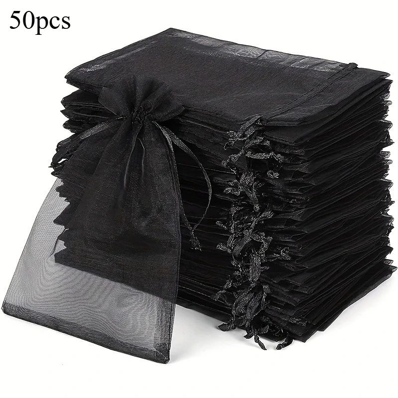 Black Organza Drawstring Gift Bags 6