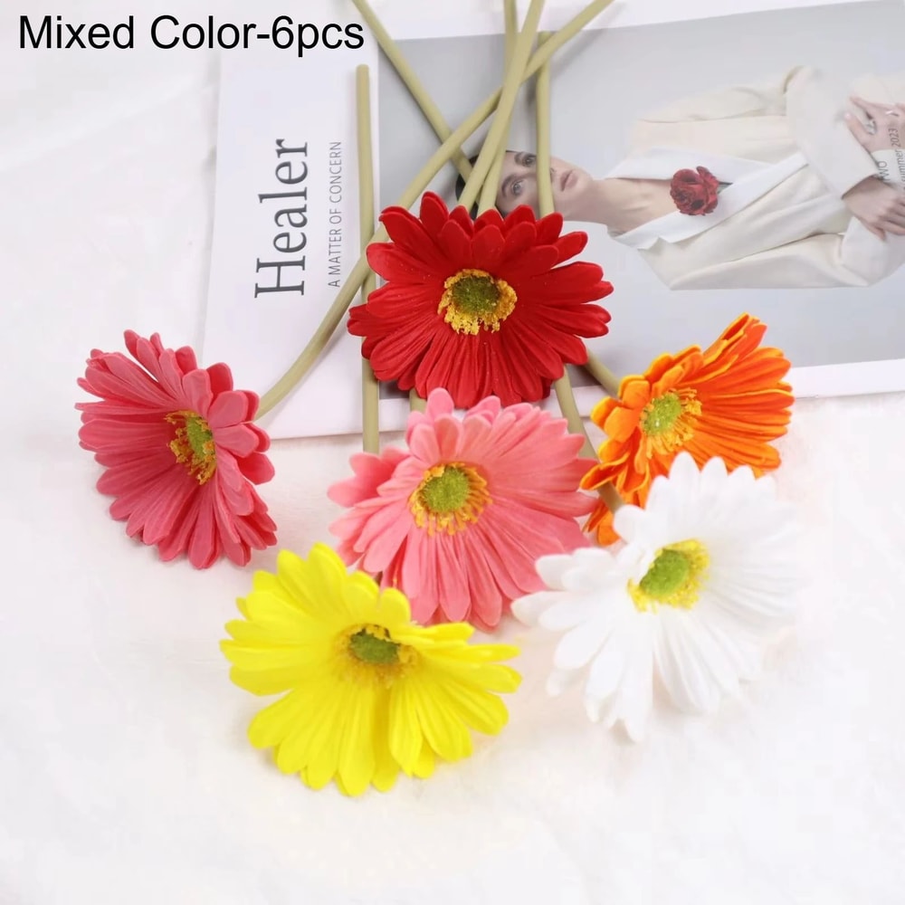 Artificial Gerbera Flower Stems Set 8