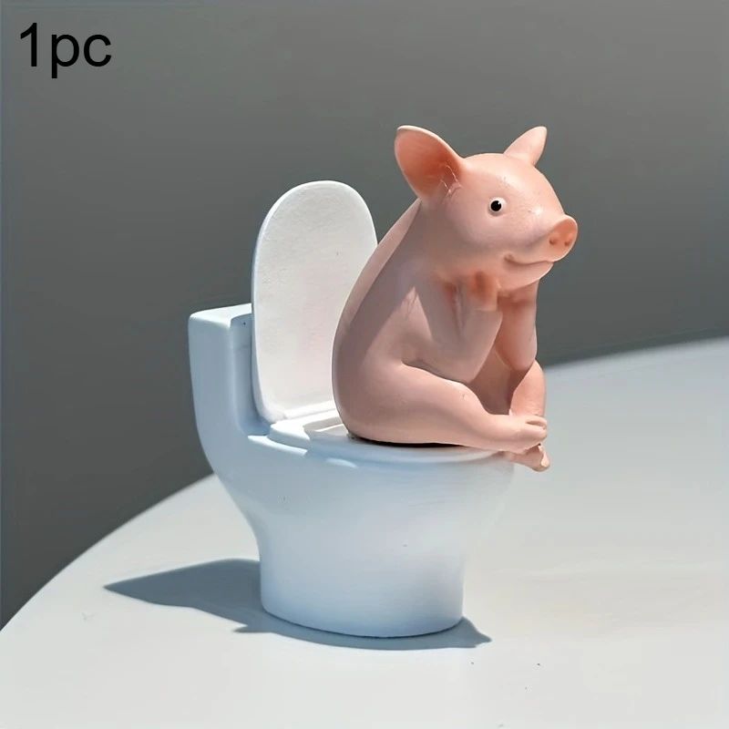 Cute Pig Toilet Figurine Decor 5