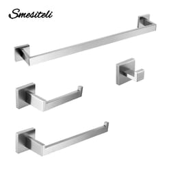 brushed steel bathroom hardware set