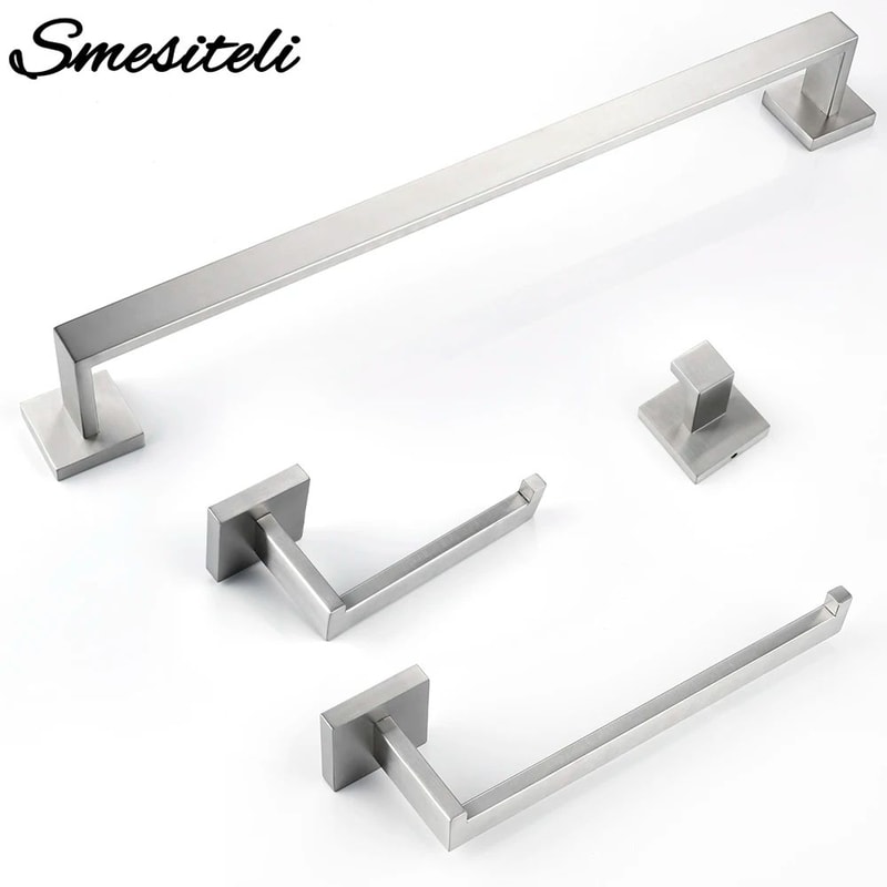 Brushed Steel Bathroom Hardware Set 2