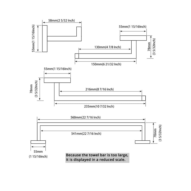 Brushed Steel Bathroom Hardware Set 12