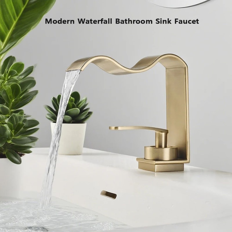 Luxury Brushed Gold Bathroom Sink Faucet 0