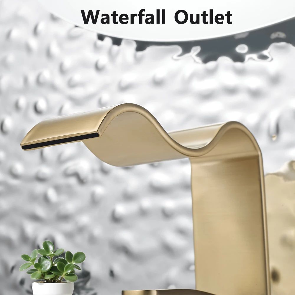 Luxury Brushed Gold Bathroom Sink Faucet 2