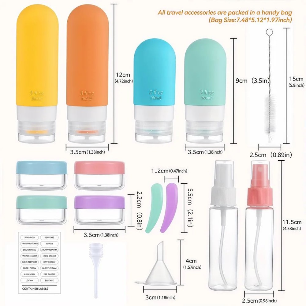 16 Pack TSAApproved Silicone Travel Bottle Set 2