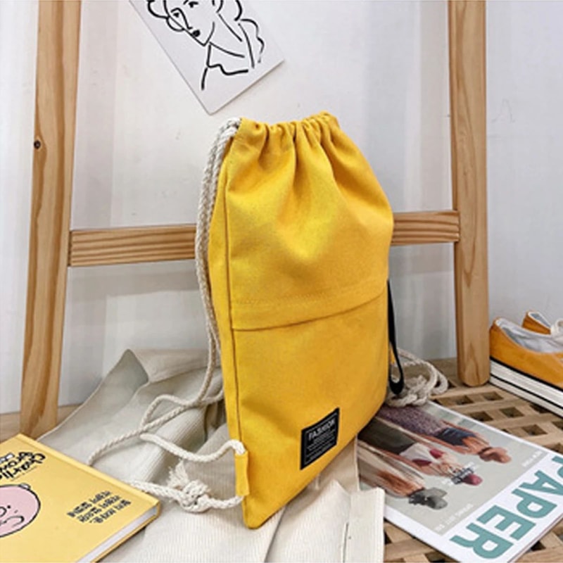Canvas Double Shoulder Drawstring Backpack 3