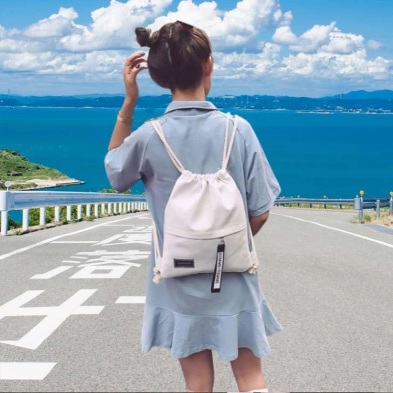 Canvas Double Shoulder Drawstring Backpack 7